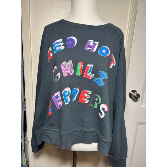 Anthropologie LETLUV Sweatshirt Red Hot Chili Peppers Size Large Gray Maximalist - Picture 7 of 7